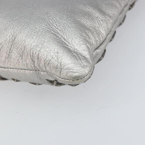 Jimmy Choo Studs Clutch Bag Leather Silver Auth 160738 - Picture 15 of 16